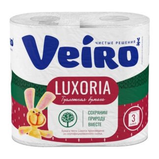 Полотенце бумажное Veiro Luxoria белое трехслойное, 12 м