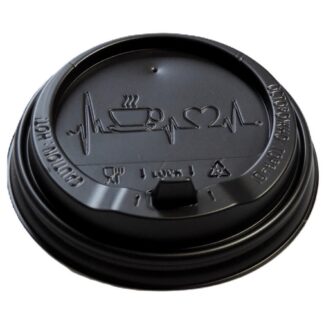 Крышка D 90 плотность стандартная, ПС (полистирол), с откидным носиком, с рисунком, черный