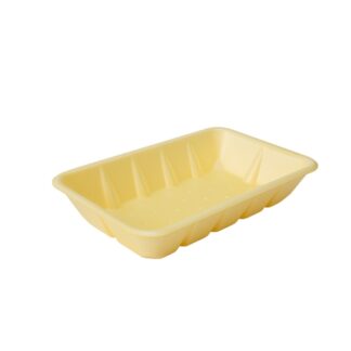 Лоток D 3 влаговпитывающий без технологии коатинг ВПС (вспененный полистирол), для автоматической фасовки, желтый