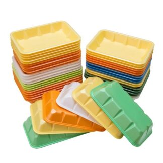 Лоток V 4 влаговпитывающий без технологии коатинг ВПС (вспененный полистирол), для автоматической и ручной фасовки, синий