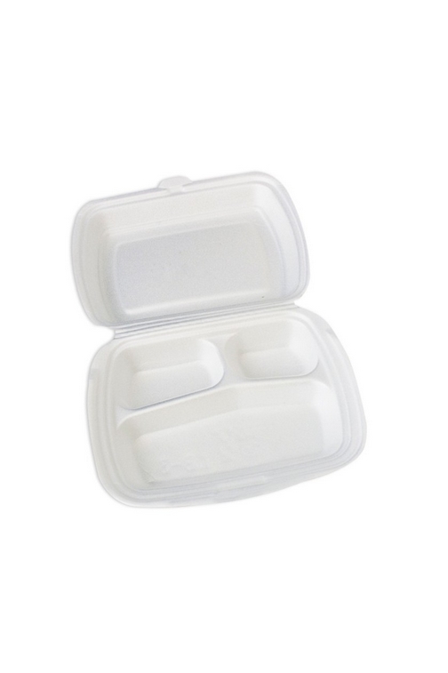 Ланч бокс LB max 3 эконом ВПС (вспененный полистирол), для автоматической и ручной упаковки, белый 1 Ланч бокс LB max 3 эконом ВПС (вспененный полистирол), для автоматической и ручной упаковки, белый